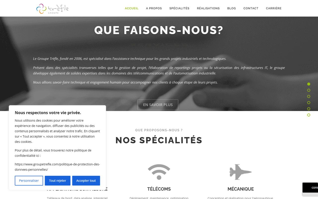 Site Groupe Trèfle, conseil et assistance technique